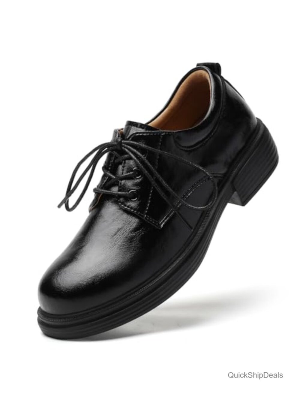 Women's Dress Oxford Shoes Lace Up Formal Work Shoes Black Patent Leather